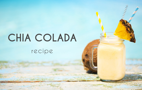 Recipe for making a delicious, healthy colada drink from fresh pineapple, chia seeds and coconut milk.