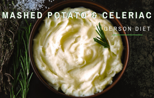 This is a recipe for mashed potato and celeriac also called celery root. This recipe is suitable for Gerson Therpay and Gerson diet.