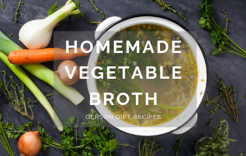 recipe for homemade vegetable broth suitable for the Gerson diet using vegetable peels and scraps