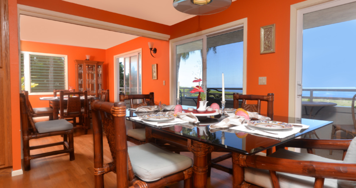 Luana Inn dining room with panoramic ocean views
